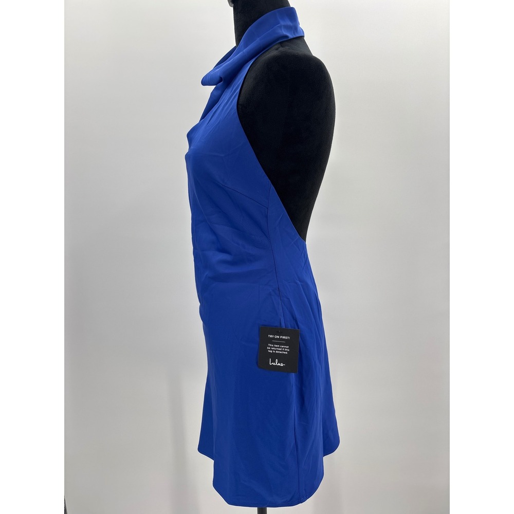 Lulu's Royal Blue Satin Halter Mini Dress - Picture 8 of 12